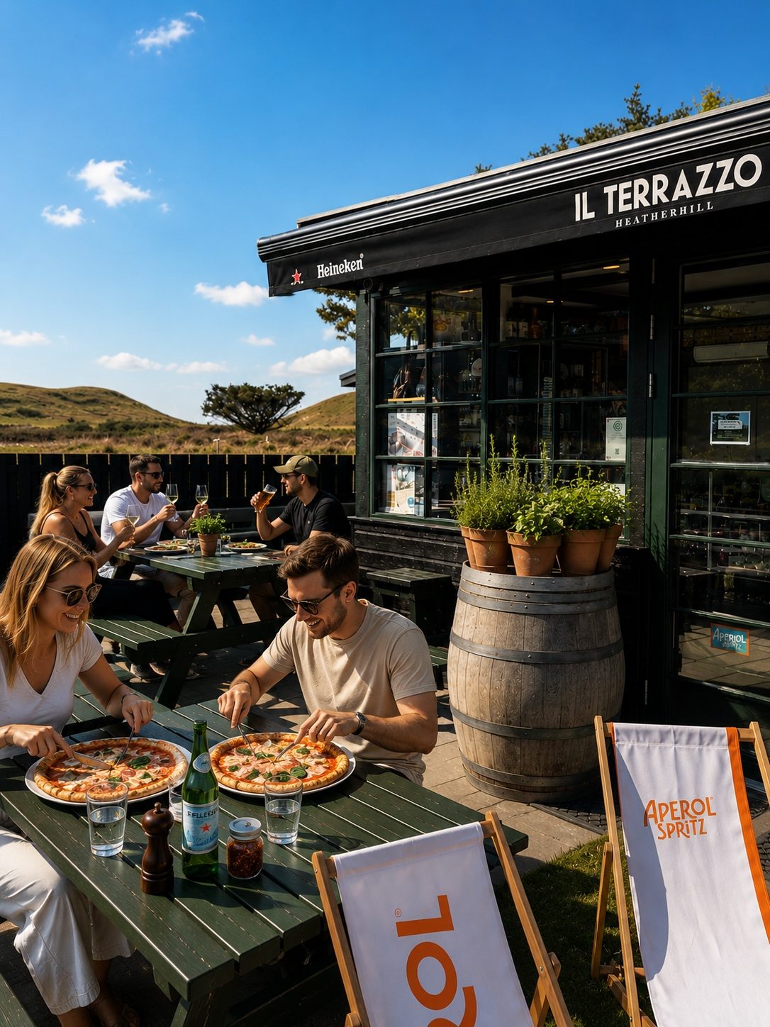 Il Terrazzo ved Heatherhill – italiensk pizza med udsigt over bakkerne, Vejby Strand